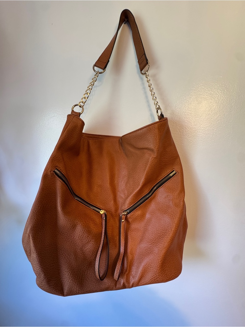 Payless- Classic Tan Shoulder Bag with Chain-Accent Strap